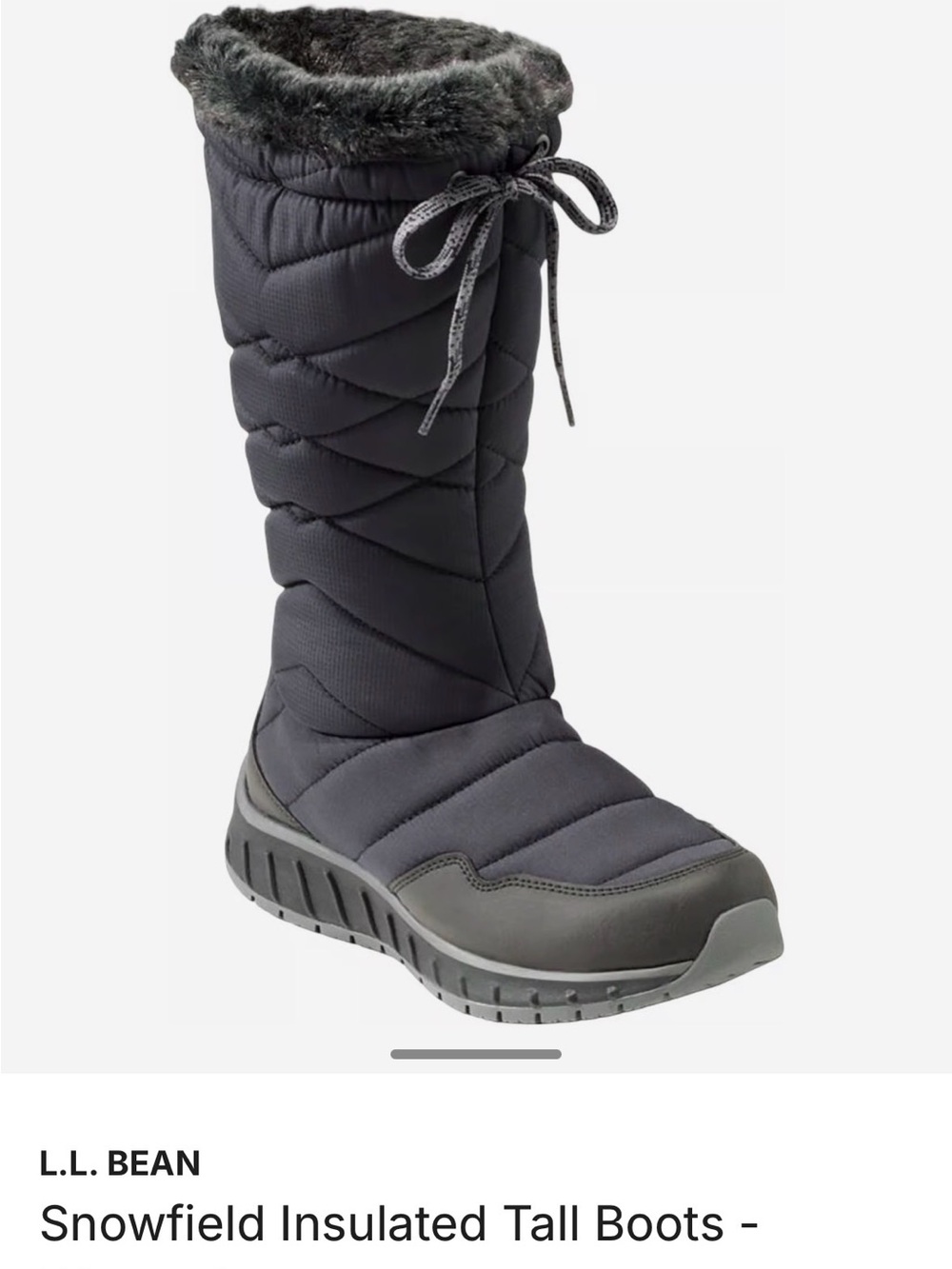 L.L. Bean Ladies Snowfield Insulated Tall Boots - Black